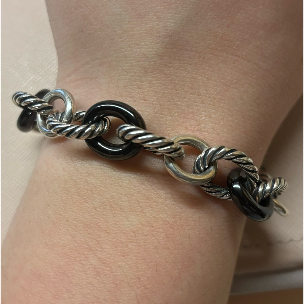 Sterling silver and black David Yurman bracelet